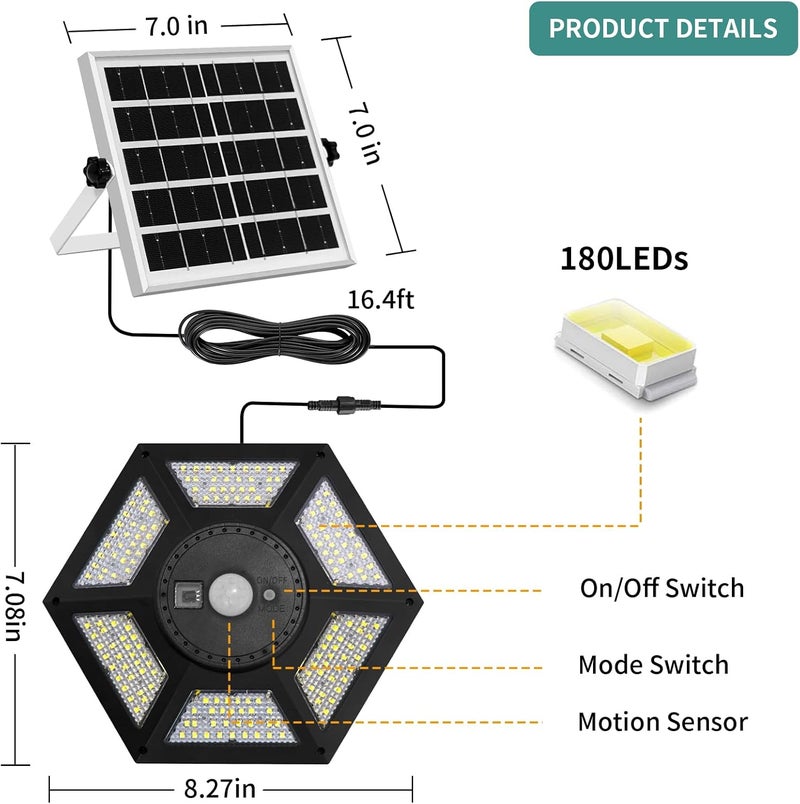 AEQ Solar Shed Light Indoor Outdoor Work in Daytime with Remote Control, 360° Lighting Waterproof Solar Indoor Lights with Motion Sensor/Timer/5 Modes for Home Garage Barn - Image 5